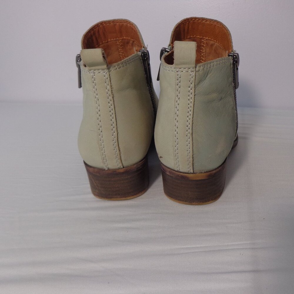 Lucky Brand Basel Leather Green Almond Toe Ankle Bootie Block Zipper Size 8.5M - Picture 6 of 10